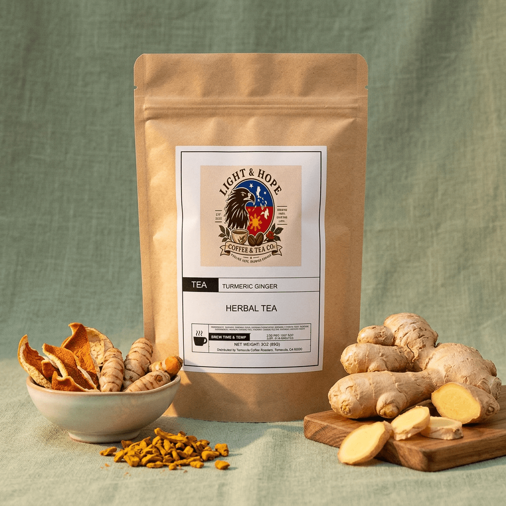 Turmeric Ginger Herbal Tea - Loose Leaf, 3 oz - Tea > Herbal Tea | Light & Hope Coffee