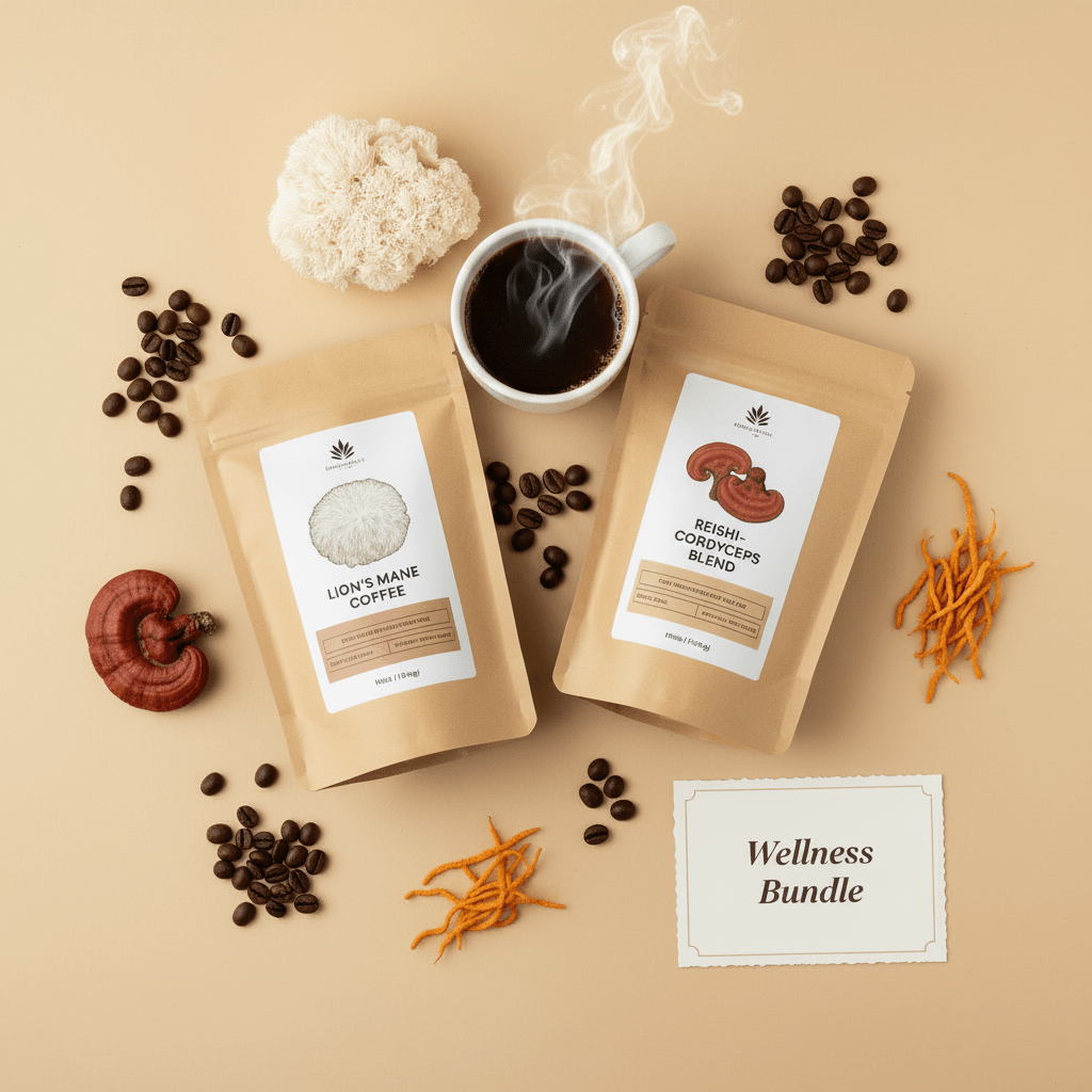 Mushroom Coffee Bundle – Dark & Medium Roast Gift Set - Bundles | Light & Hope Coffee & Tea Co.