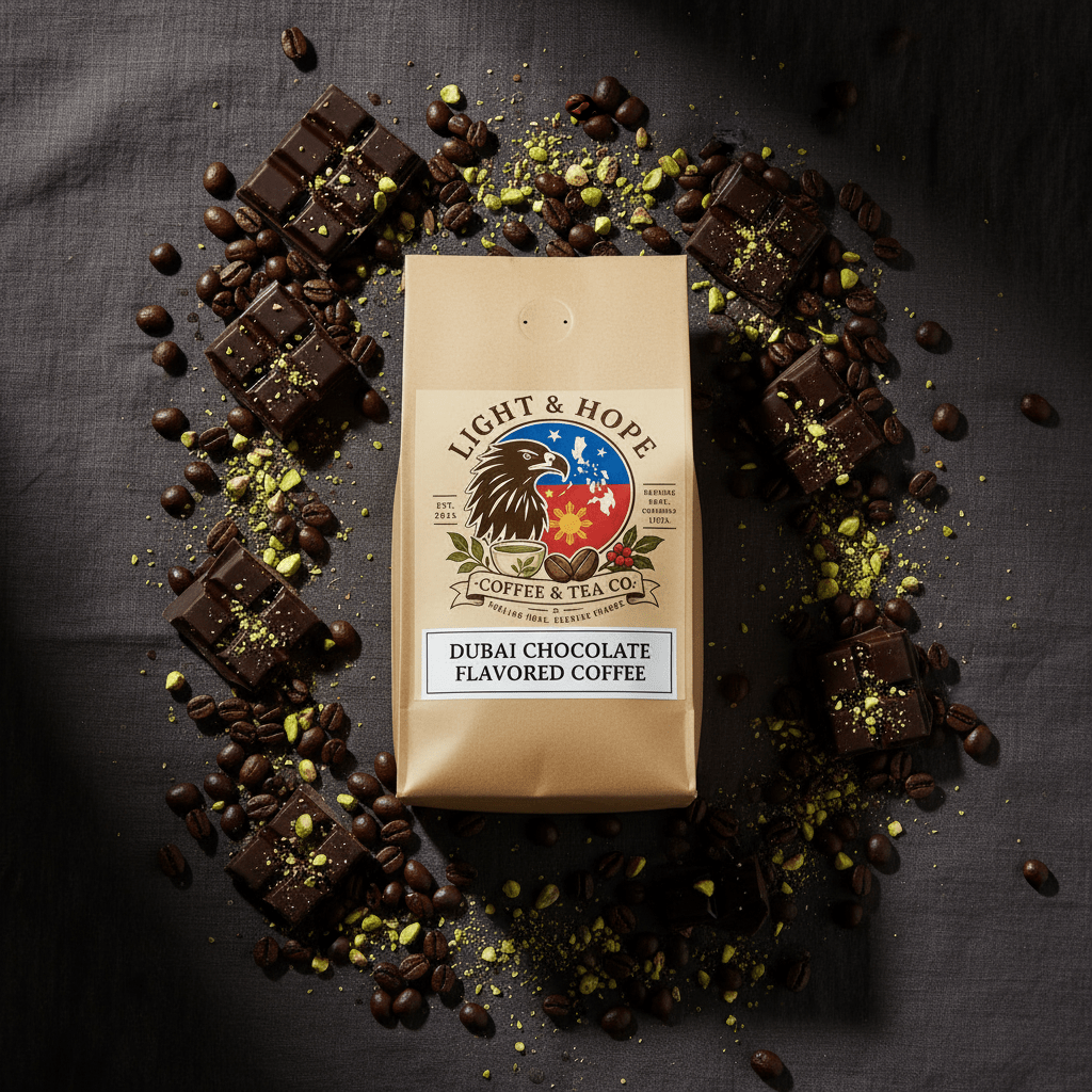 Dubai Chocolate Flavored Coffee - Medium-Dark Roast - Coffee > Flavored | Light & Hope Coffee & Tea Co.