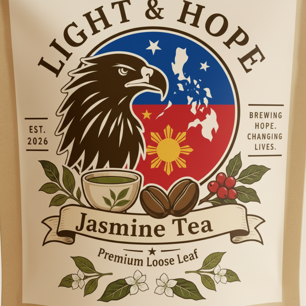 Light & Hope Coffee & Tea Co. Jasmine Tea Premium Loose Leaf tea pouch