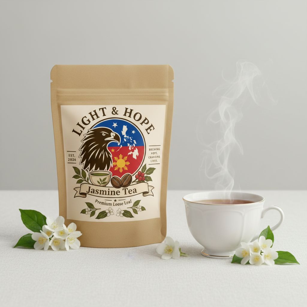 Light & Hope Coffee & Tea Co. Jasmine Tea Premium Loose Leaf tea pouch