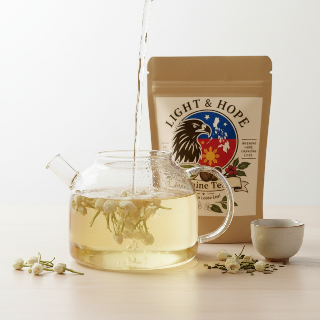 Light & Hope Coffee & Tea Co. Jasmine Tea Premium Loose Leaf tea pouch