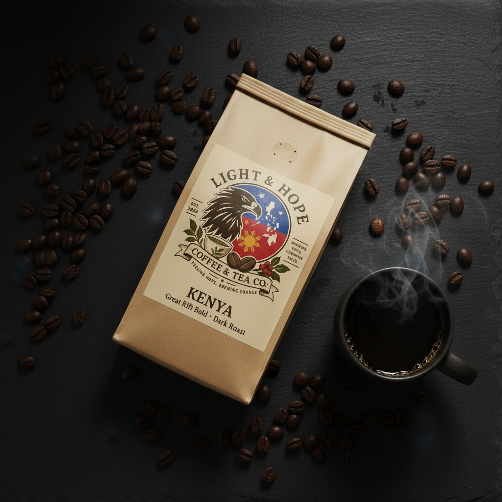 Light & Hope Coffee & Tea Co. Kenya Great Rift Bold coffee bag