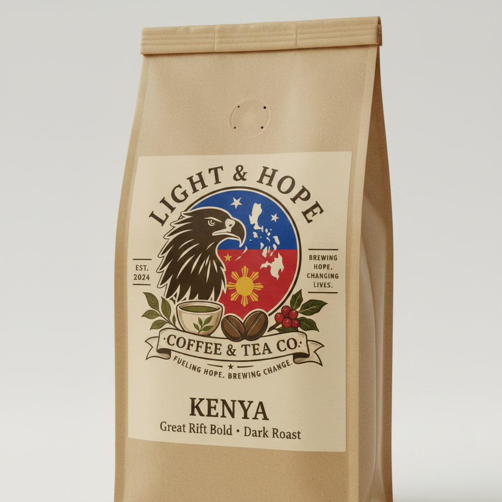 Light & Hope Coffee & Tea Co. Kenya Great Rift Bold coffee bag