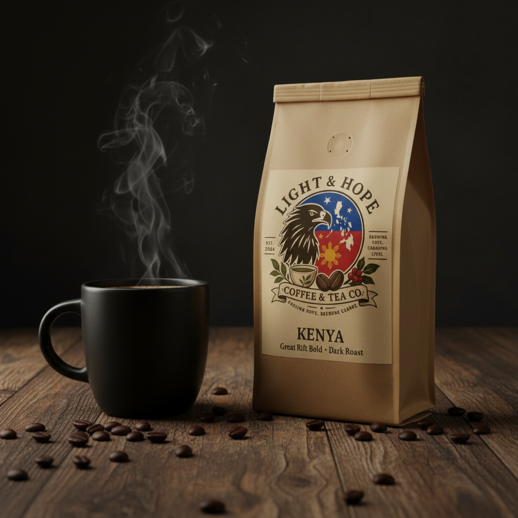 Light & Hope Coffee & Tea Co. Kenya Great Rift Bold coffee bag