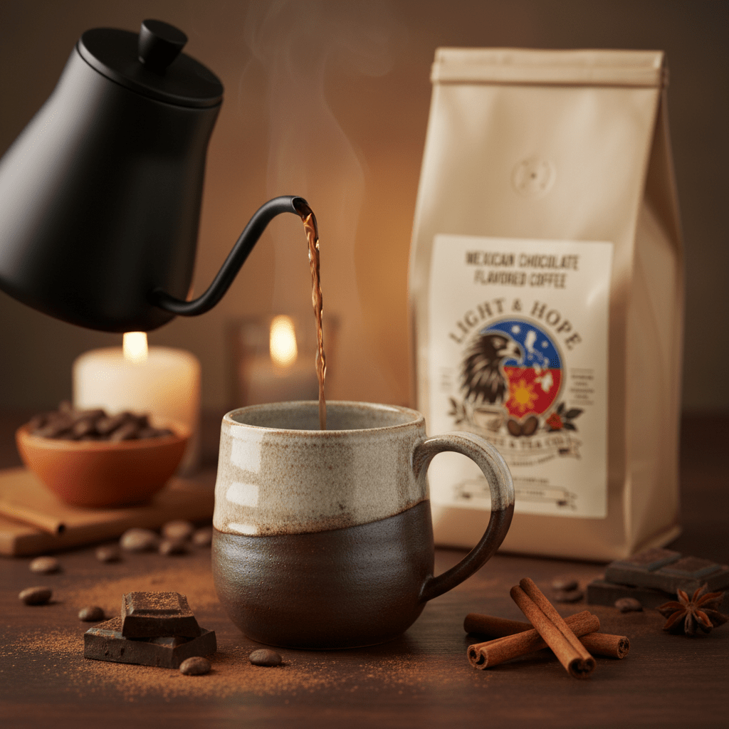 Mexican Chocolate Flavored Coffee – Medium Roast - Coffee > Flavored | Light & Hope Coffee & Tea Co.