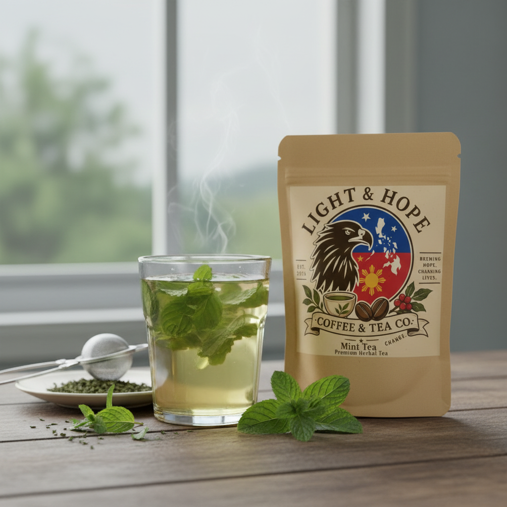 Light & Hope Coffee & Tea Co. Mint Tea Premium Herbal Tea pouch