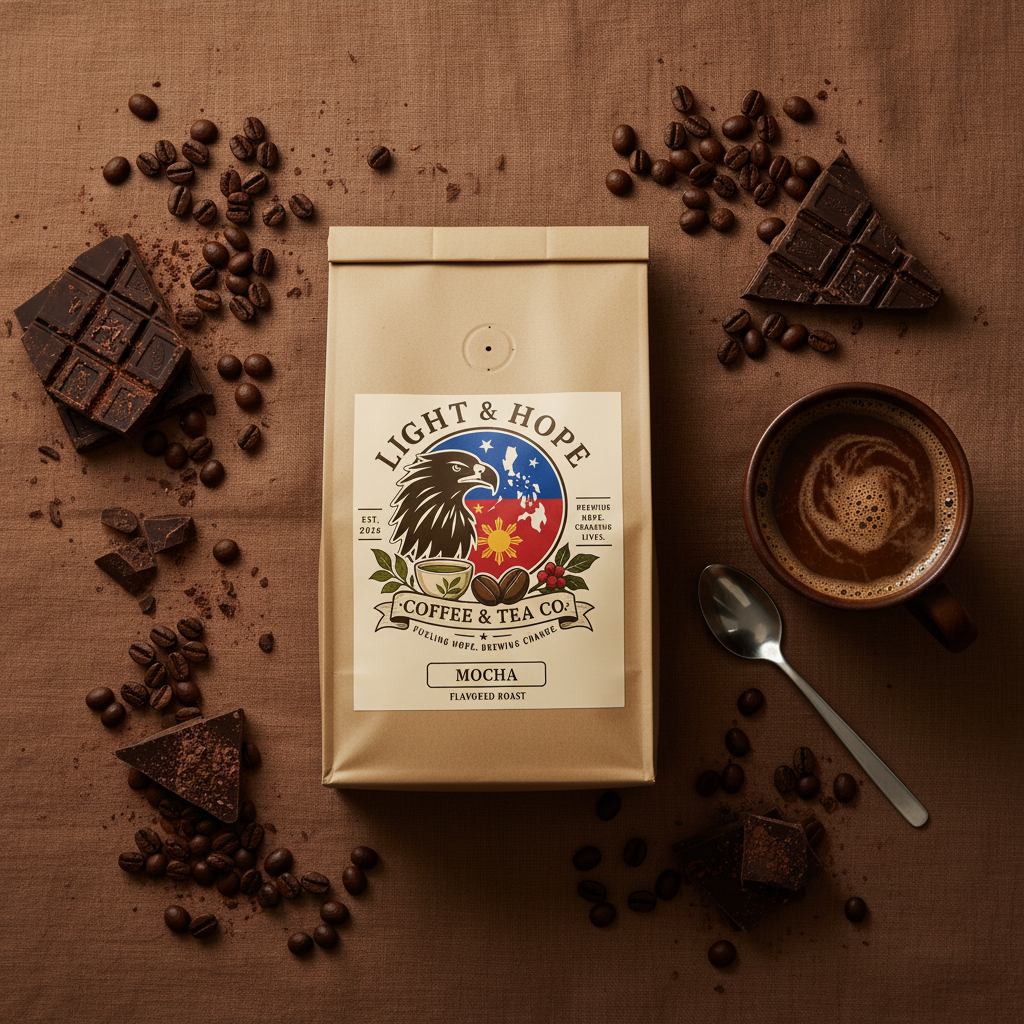 Light & Hope Coffee & Tea Co. Mocha Flavored Roast coffee bag