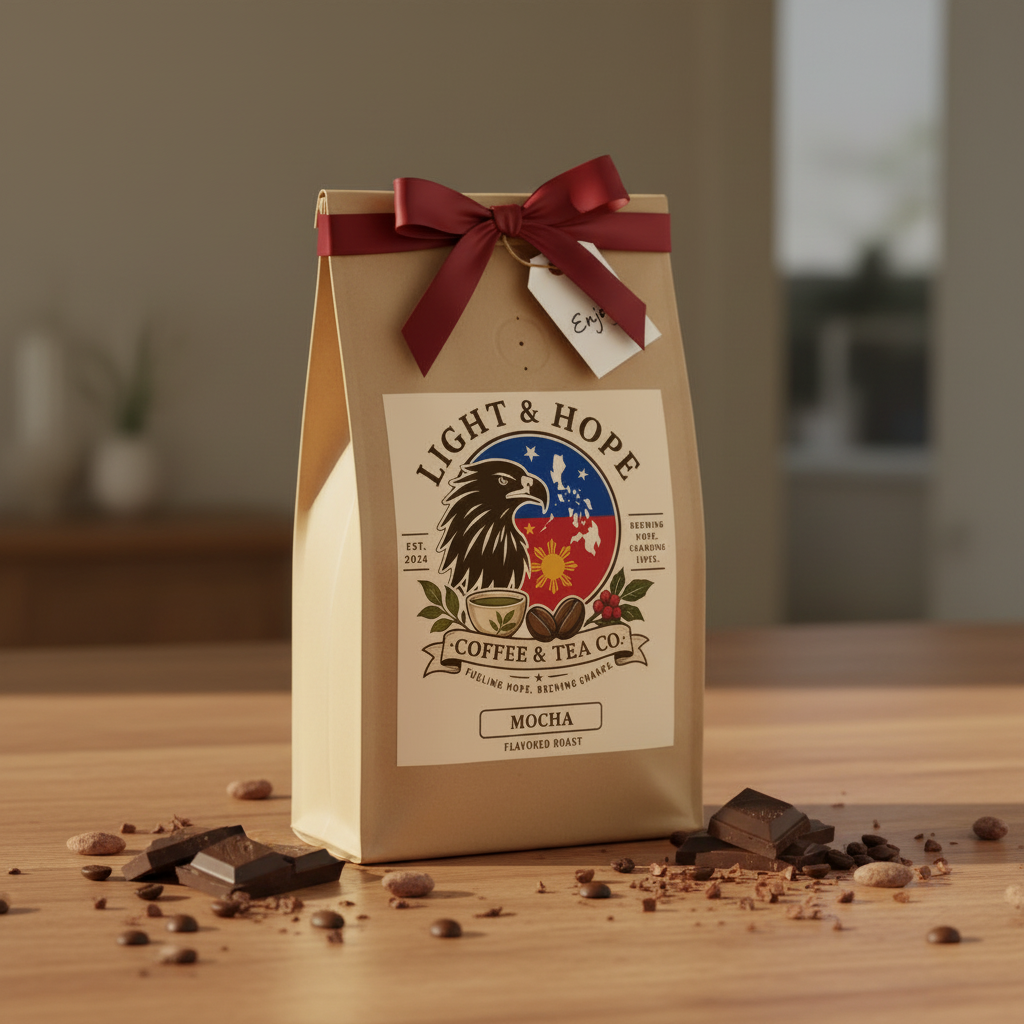 Light & Hope Coffee & Tea Co. Mocha Flavored Roast coffee bag