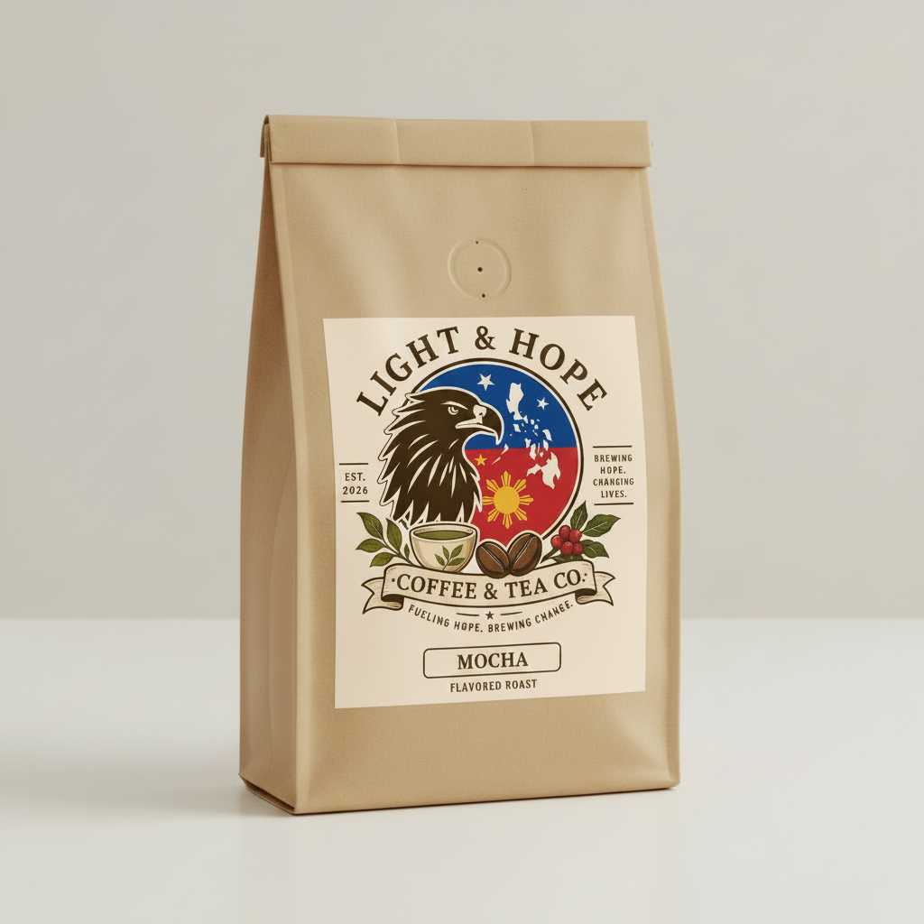 Light & Hope Coffee & Tea Co. Mocha Flavored Roast coffee bag