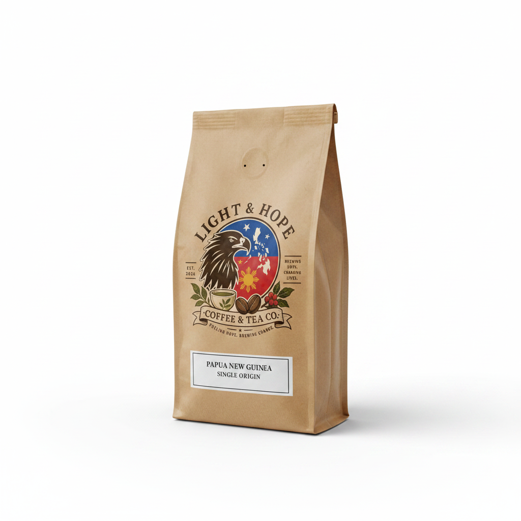 Papua New Guinea single origin medium roast coffee bag — Light & Hope Coffee & Tea Co.