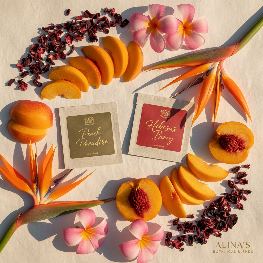 Peach Paradise and Hibiscus Berry Flat Lay