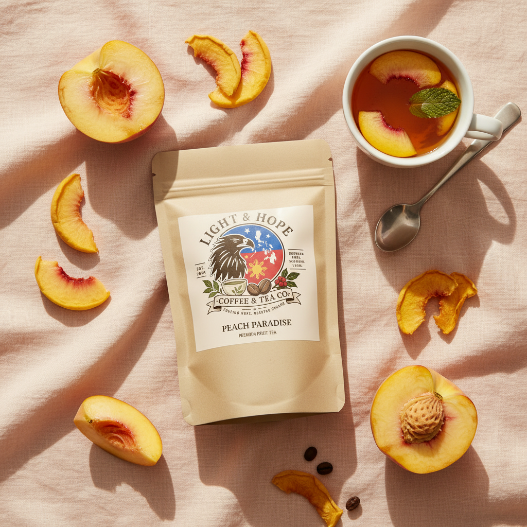 Light & Hope Coffee & Tea Co. Peach Paradise Premium Fruit Tea pouch