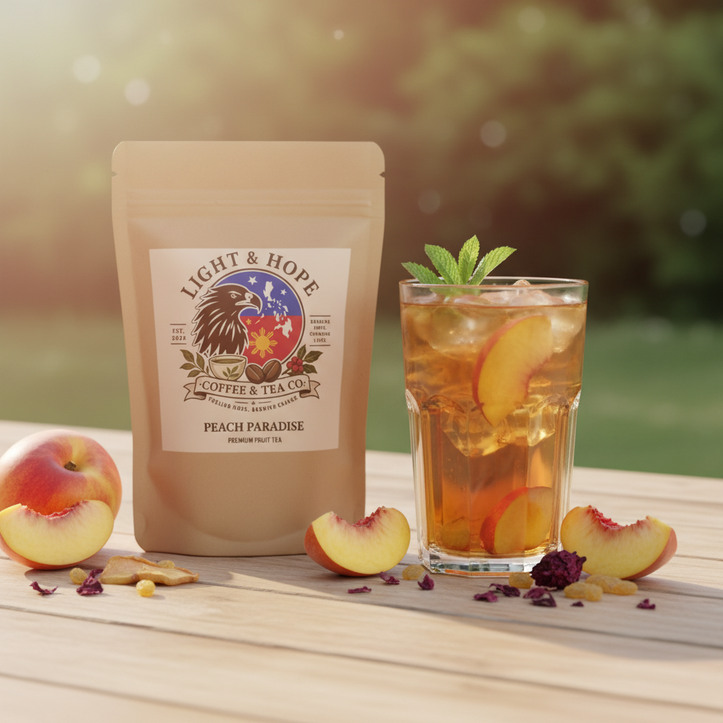 Light & Hope Coffee & Tea Co. Peach Paradise Premium Fruit Tea pouch