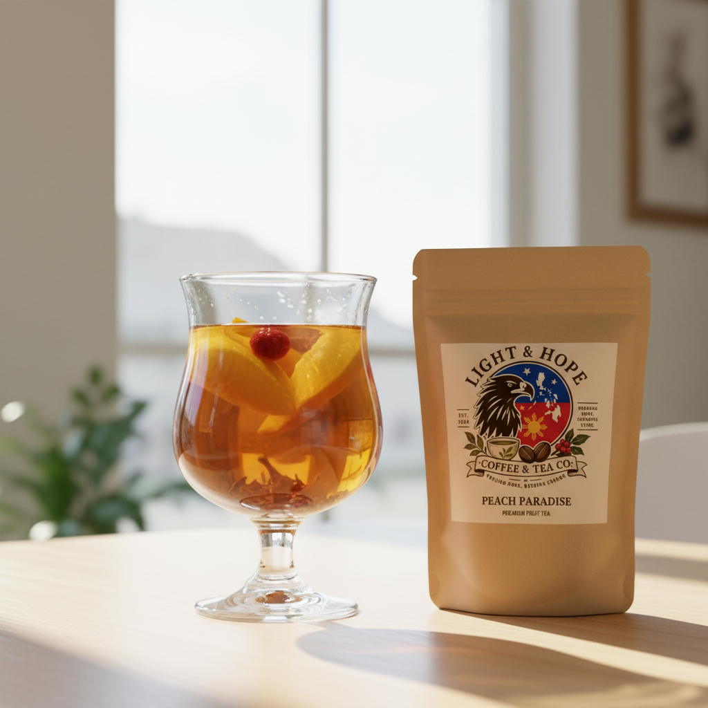 Light & Hope Coffee & Tea Co. Peach Paradise Premium Fruit Tea pouch