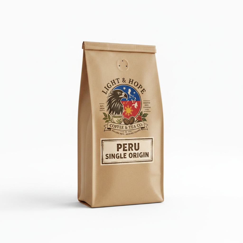 Peru single origin medium roast coffee bag — Light & Hope Coffee & Tea Co.