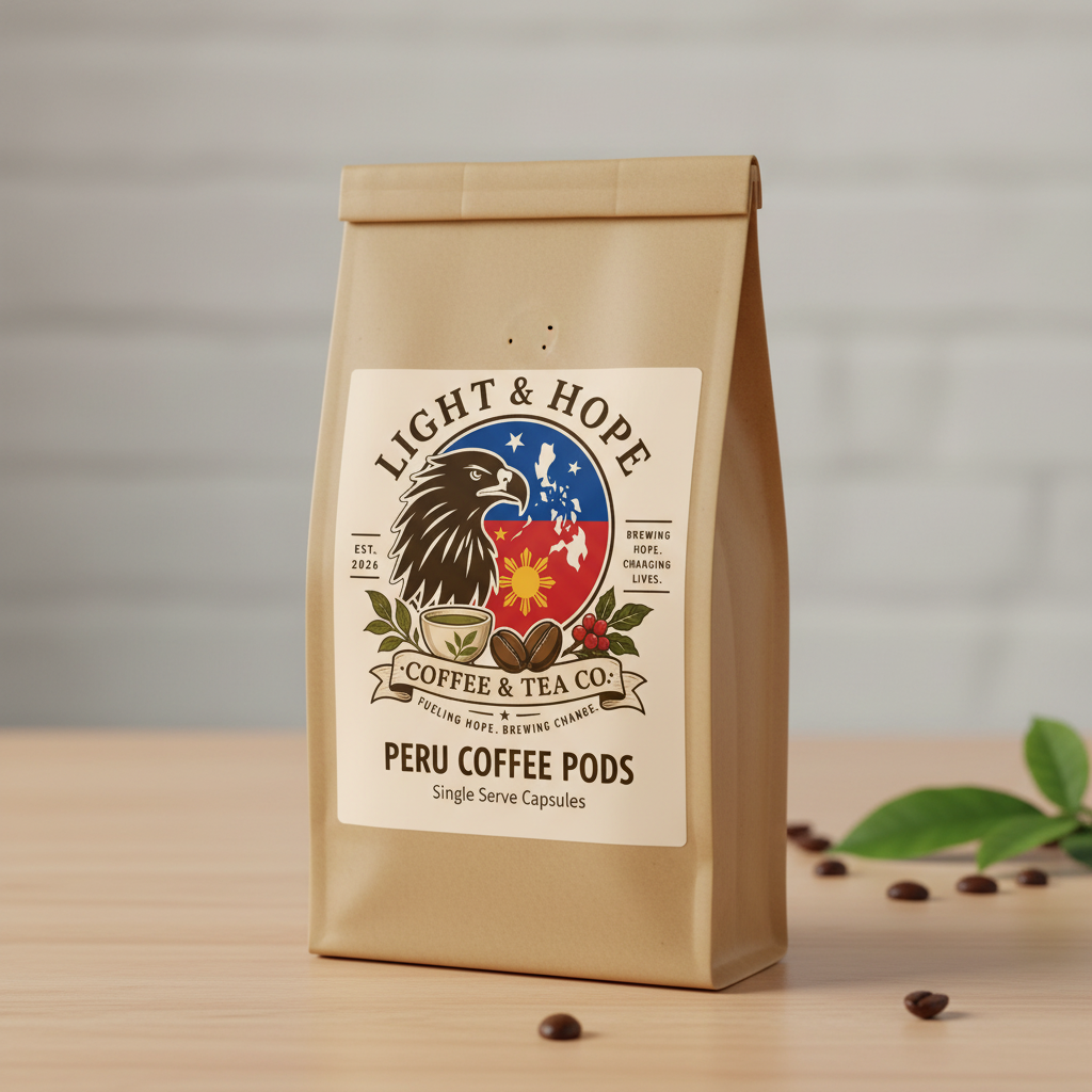 Peru Coffee Pods Label Detail | Premium Single Origin Peru Coffee Capsules | Light & Hope Coffee & Tea Co.