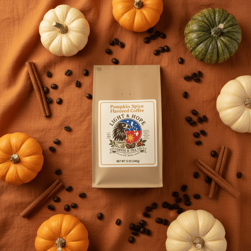 Pumpkin Spice Flavored Coffee - Medium Roast - Coffee > Flavored | Light & Hope Coffee & Tea Co.