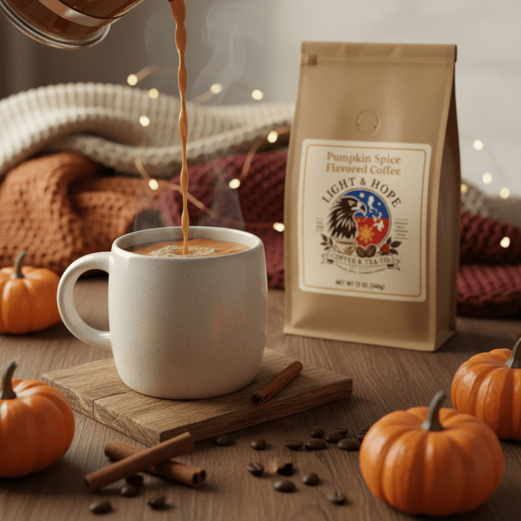 Pumpkin Spice Flavored Coffee - Medium Roast - Coffee > Flavored | Light & Hope Coffee & Tea Co.